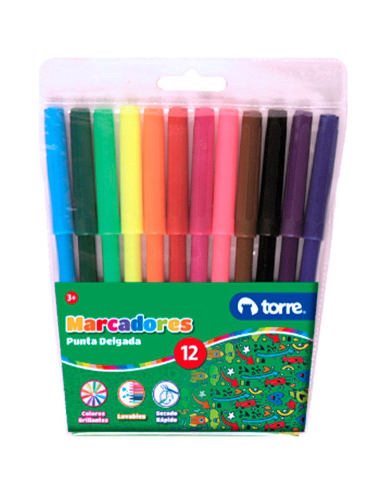 PLUMONES DIBUJO- 12 COLORES – Comercial Larrain